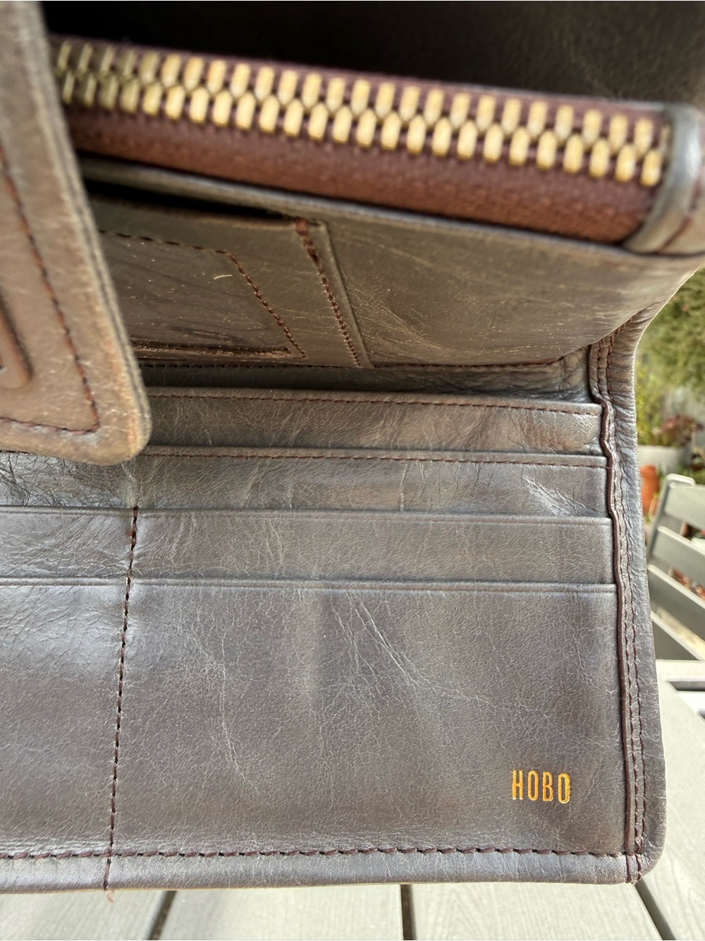 HOBO Grey Leather Snap Trifold Wallet - Picture 9 of 10
